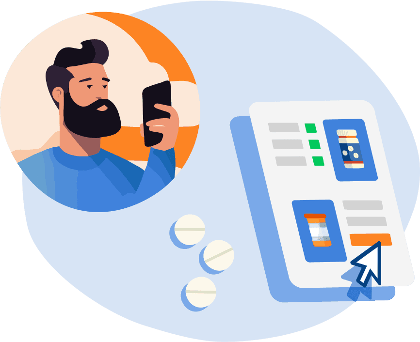 Illustration of man using phone