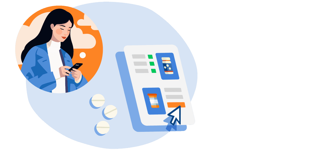 Illustration of woman using phone