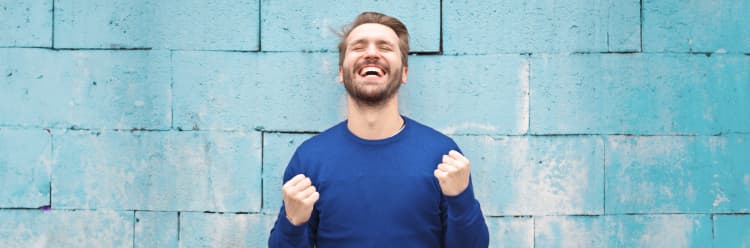 Happy male customer
