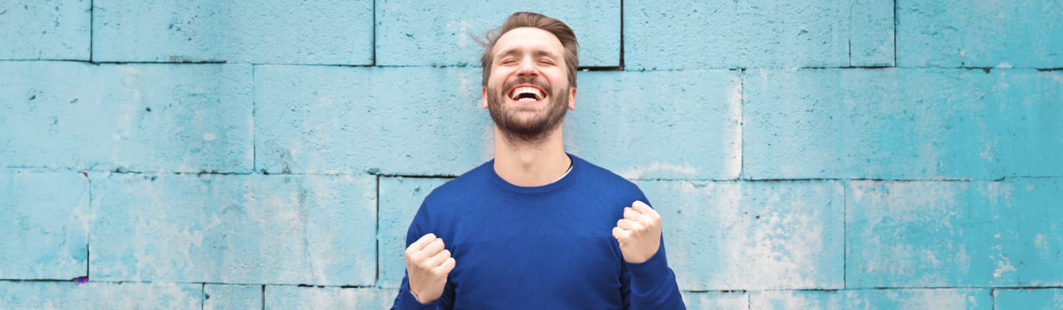 Happy male customer