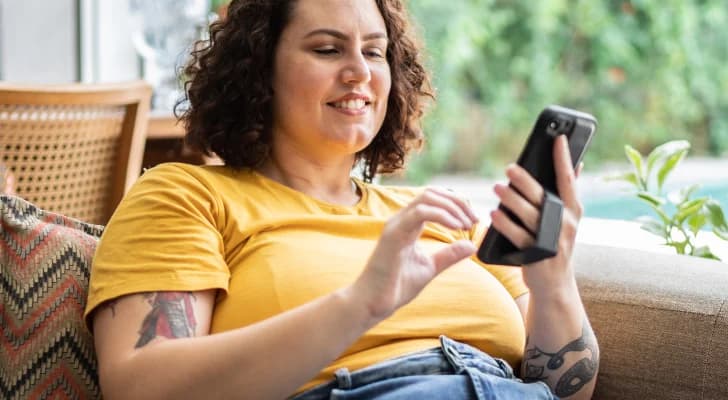 A woman on her phone