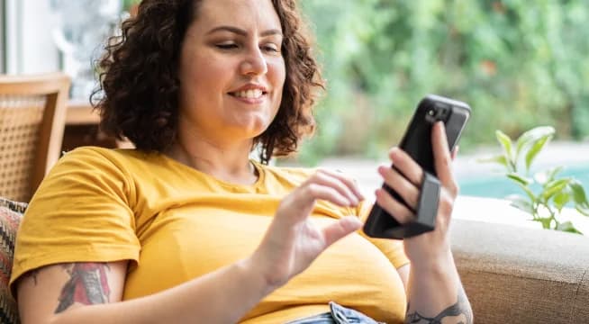 A woman on her phone