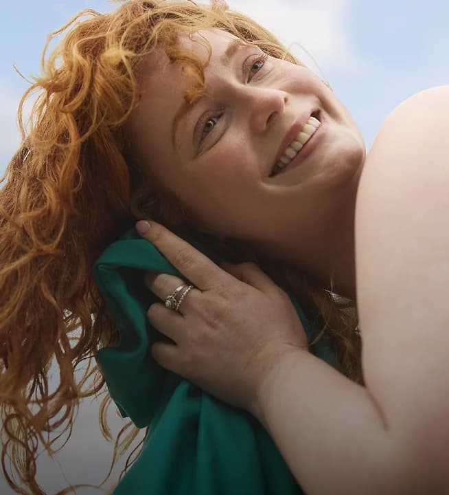 Woman drying her her