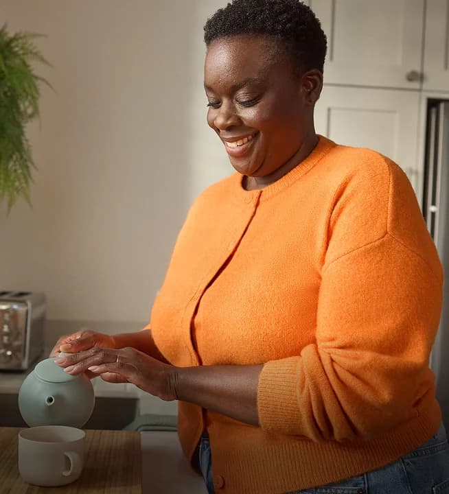 Smiling weight loss customer