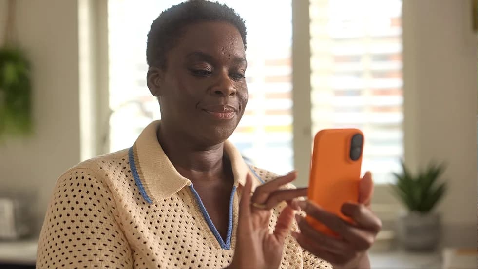 A woman on her phone